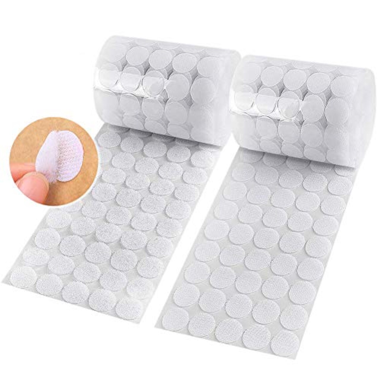 1200 Pieces (600 Pair Sets) 15mm Diameter Sticky Back Hook, Self Adhesive Dots Loop Tapes for DIY Crafts Office Classroom (White)